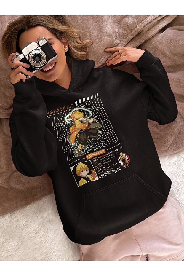 Zenitsu Agatsuma Kimetsu No Yaiba Printed Unisex Oversized Singer Hoodie