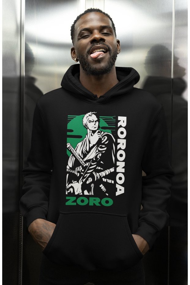 Roronoa Zoro One Piece Printed Unisex Oversized Anime Character Hoodie