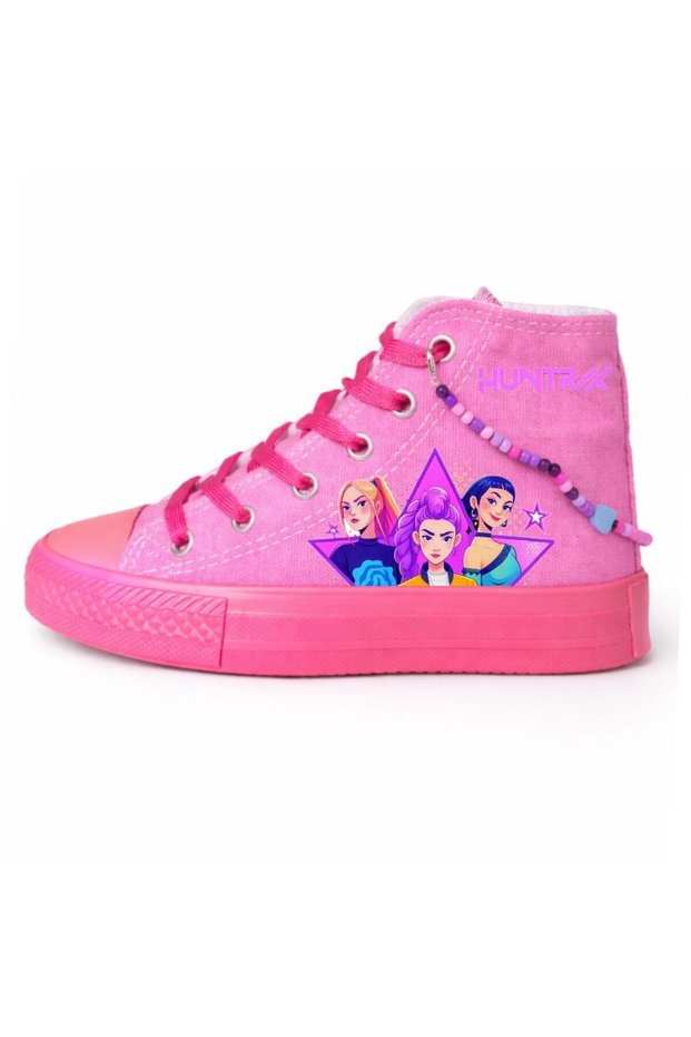 Pink Sneakers K-Op Demünhüntrix Printed Girls' Sports Shoes with Accessory Bracelet
