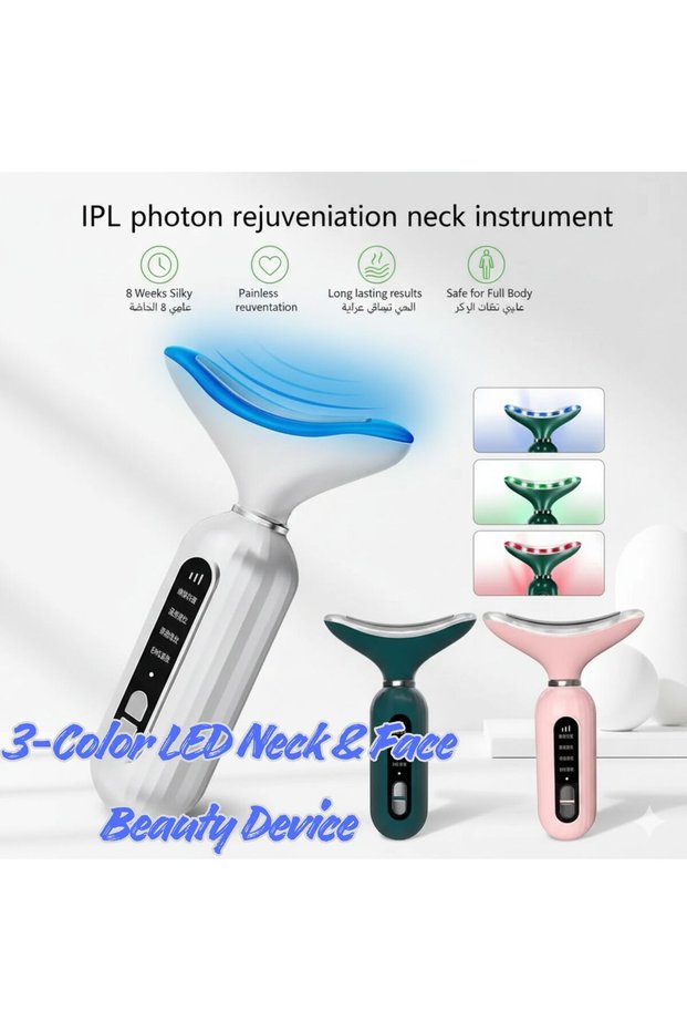 3-Color LED Neck Face Device – Photon Therapy Skin Tightening, Anti-Wrinkle & Double Chin