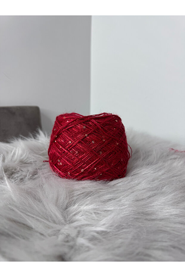 Kırmızı Pullu Merserize Örgü İpi 100 gr - 1