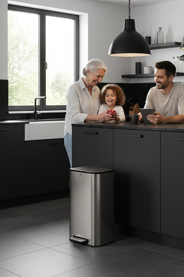 Titan 30 L Metal Pedallı Çöp Kovası Çelik ,Dayanıklı, Kolay Temizlik Çıkarılabilir Yıkanabilir - 3