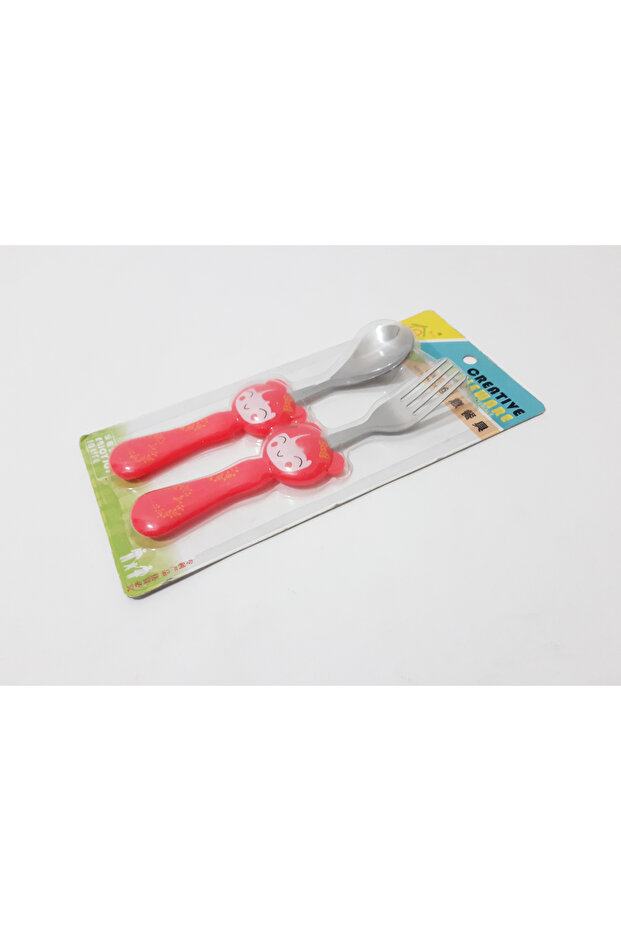 2-Piece Stainless Steel Fork Spoon Set Figured Cutlery Set for Children