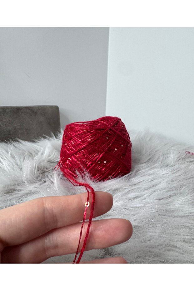 Kırmızı Pullu Merserize Örgü İpi 100 gr - 2