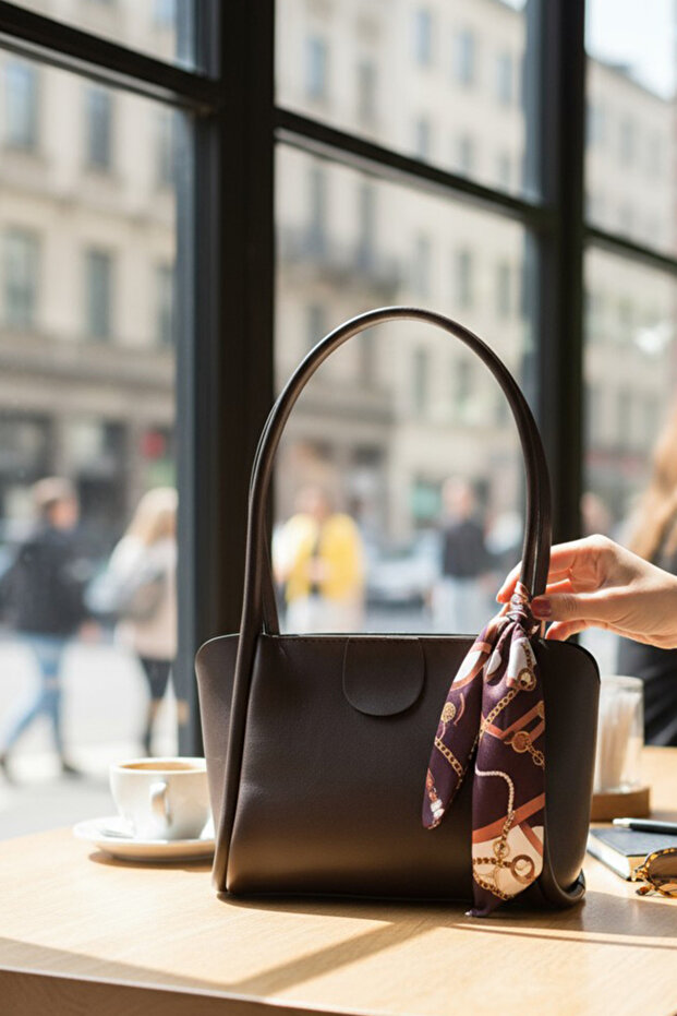 Women's Shoulder Bag with Scarf Detail and Strap