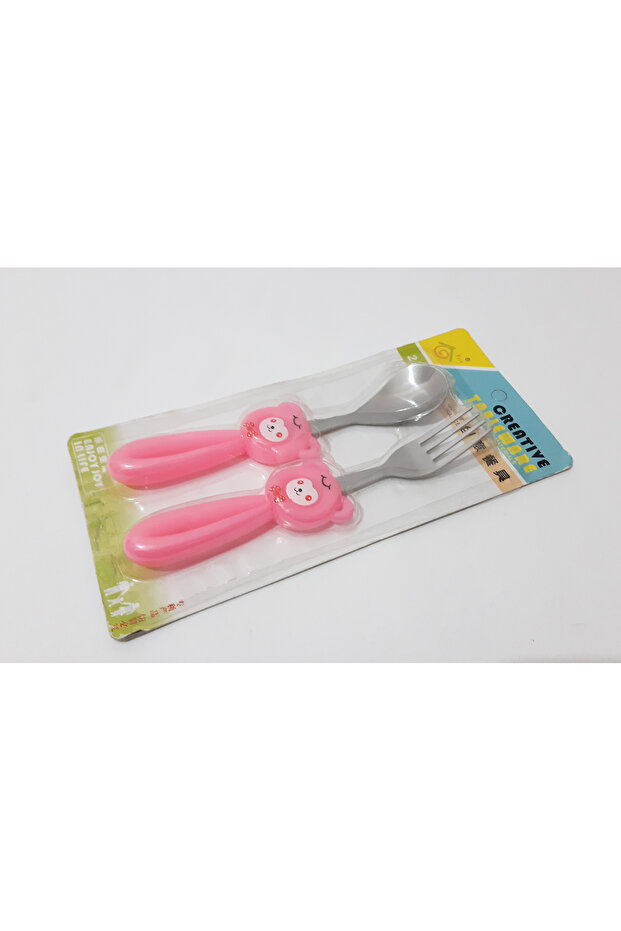 2-Piece Stainless Steel Fork Spoon Set Figured Cutlery Set for Children