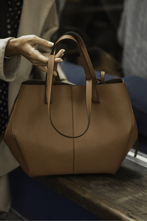 Gerçek Deri Tote Çanta - 1