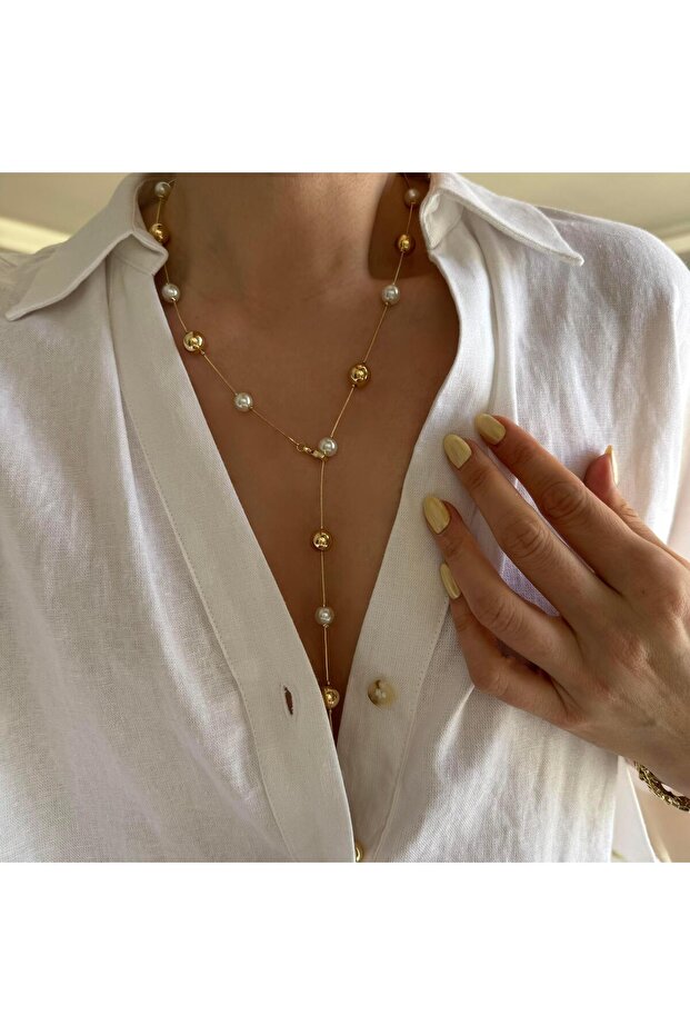 Çelik İncili Y Kolye - 1