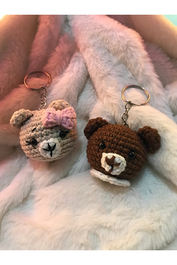 Double Teddy Bear Keychain