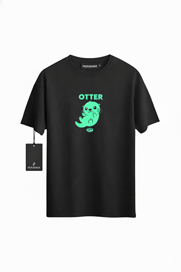 تي شيرت كبير الحجم من القطن الممشط الممتاز مطبوع عليه Otter للجنسين