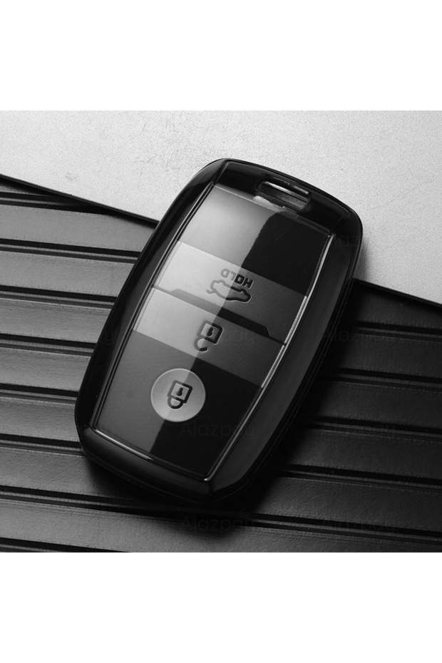 Kia Compatible Rio, Ceed, Sportage, Sorento, Stonic, Soul, Picanto, Transparent Tpu Key Case Cover (Black)