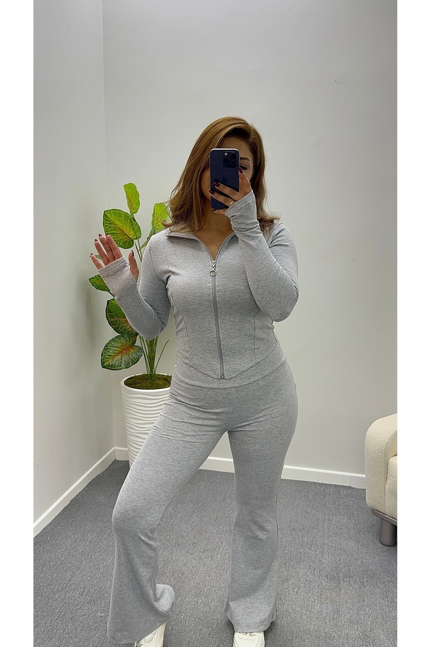 İSPANYOL PAÇA GRİ EŞOFMAN TAKIMI - 3