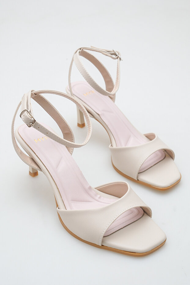 Women's Leather Skin Ankle Strap Heeled Shoes