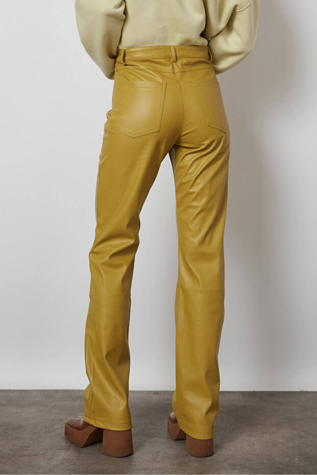 Straight Deri Pantolon - 5