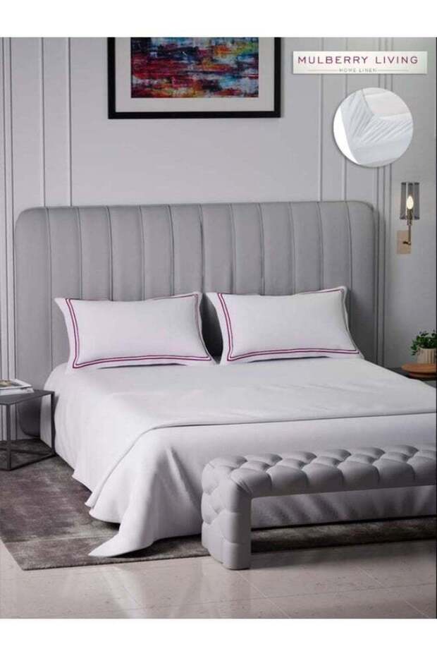 100% Cotton - 400Tc Sovereign Whites King Size Fitted Bedsheet With 2 Pillow Covers