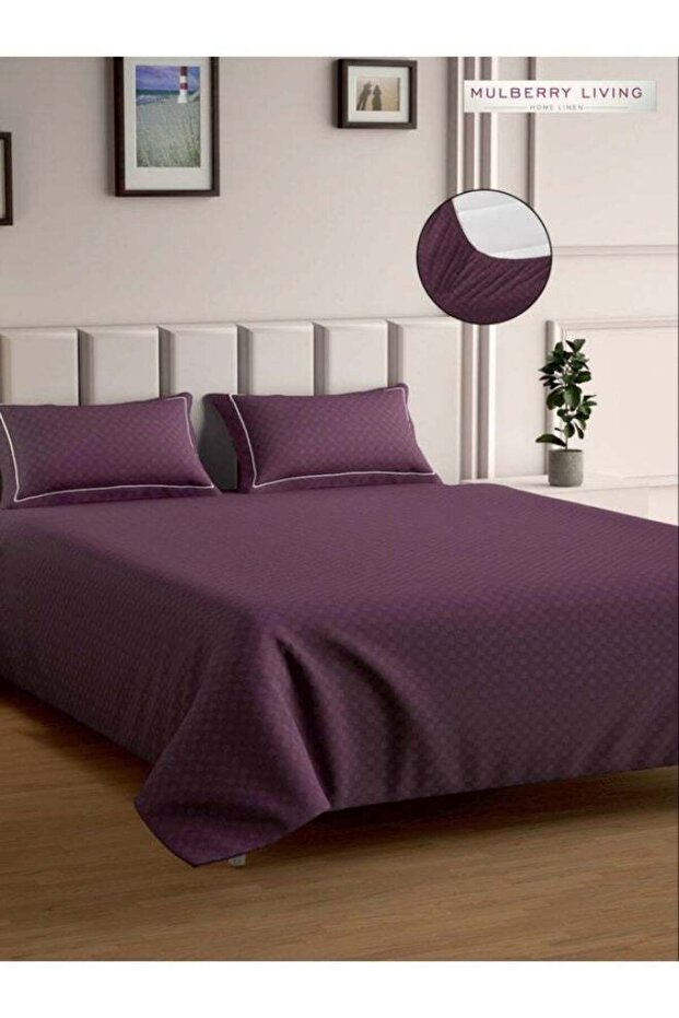 100% Cotton - 300Tc Urban Grid Queen Size Fitted Bedsheet