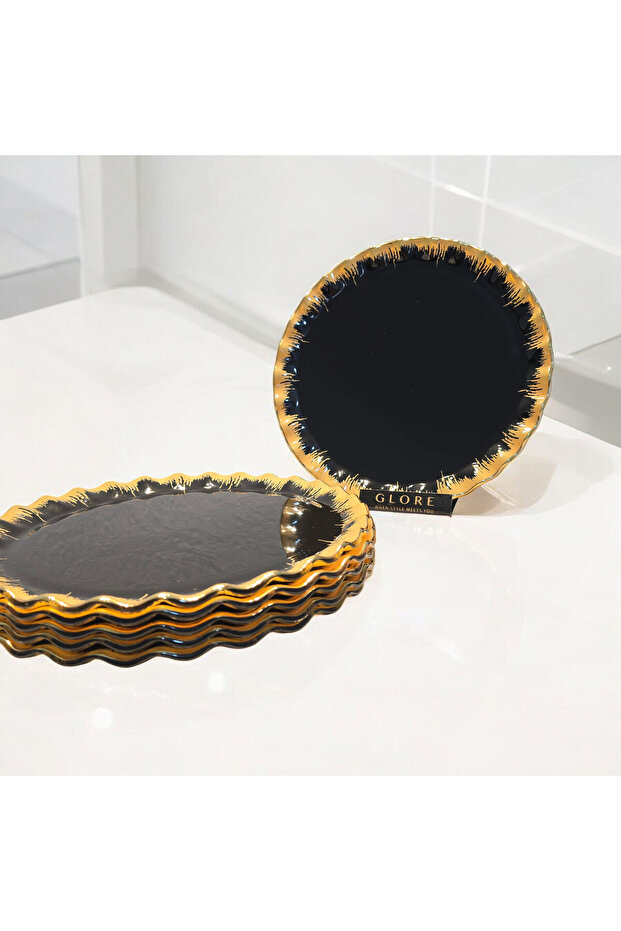 Alba Gold Gilded Glass Serving Plate Set
