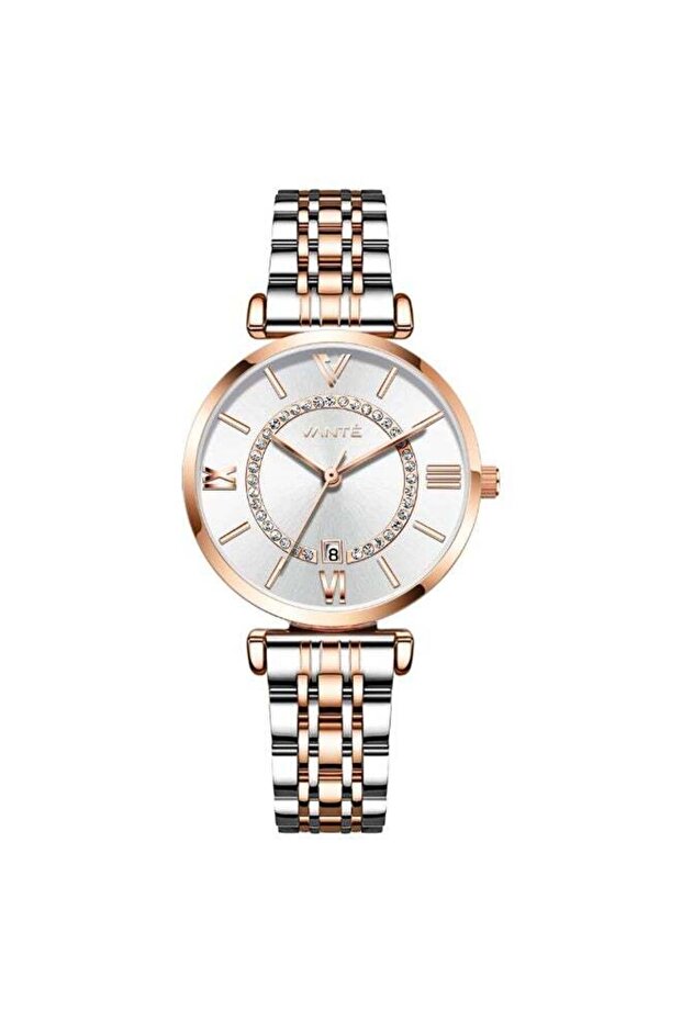 VANTE Series Women’s Rose Gold & Silver Two-Tone Crystal Accented Watch