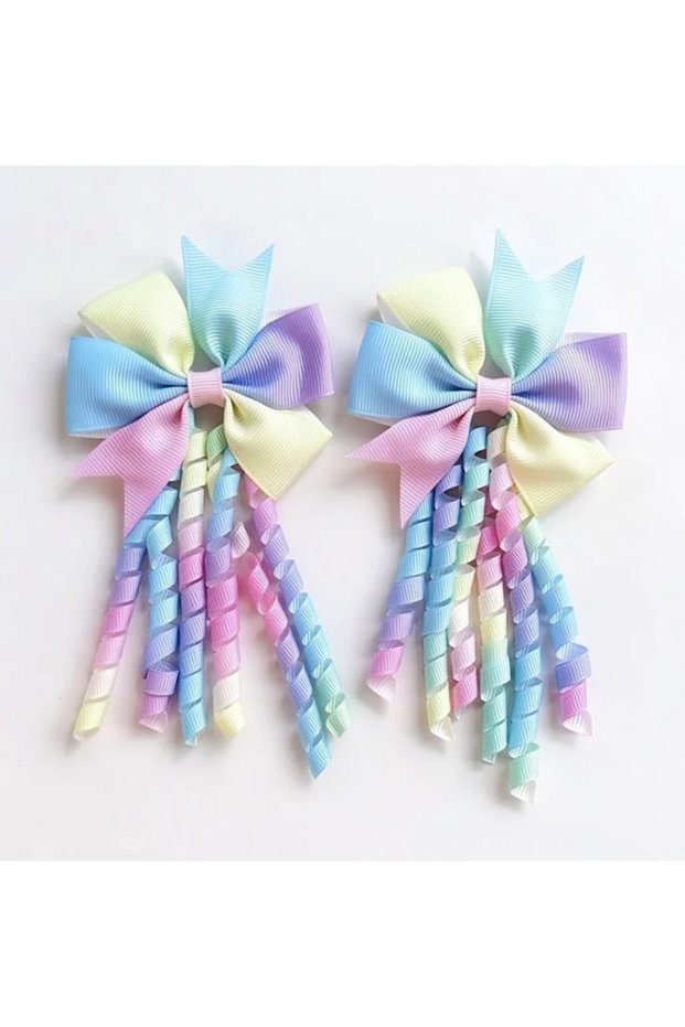 Pastel Rainbow Colored Tassel Hair Clip Set