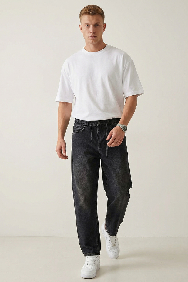 Men's Relaxed Fit Baggy Jean Pants 30075 - Black