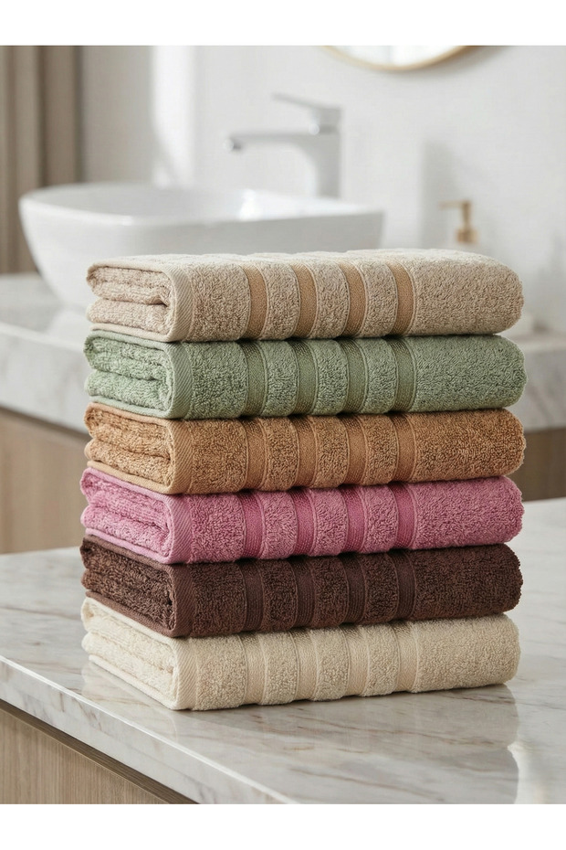 50X90 cm Set of 6 100% Cotton Hand Towels – Soft, Highly Absorbent, Durable
