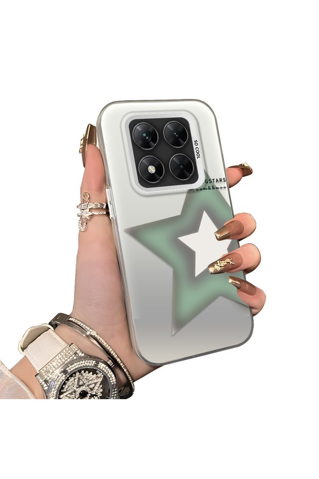 Xiaomi Poco X7 5g Compatible Star Pattern Matte Glossy Surface Impact Protection Colorful Silver Case
