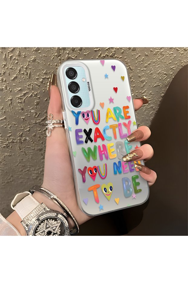 Samsung Galaxy M15 Compatible Matte Glossy Surface Impact Protection Colorful Silver Case Graffiti
