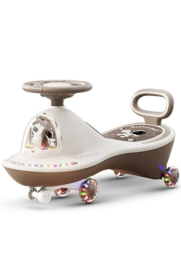 Astro Ride-On Swing Car with PU LED wheels, music & backrest, push car for kids 3–8 years