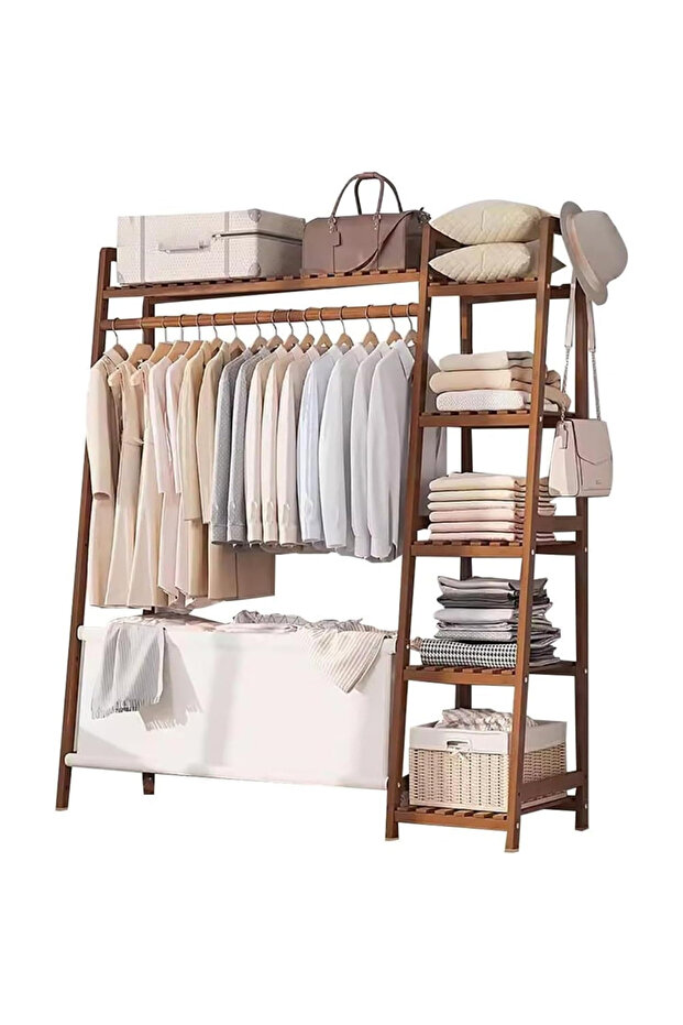 Multi-Function Bamboo Storage Ladder – 130cm Organizer for Daily Essentials
