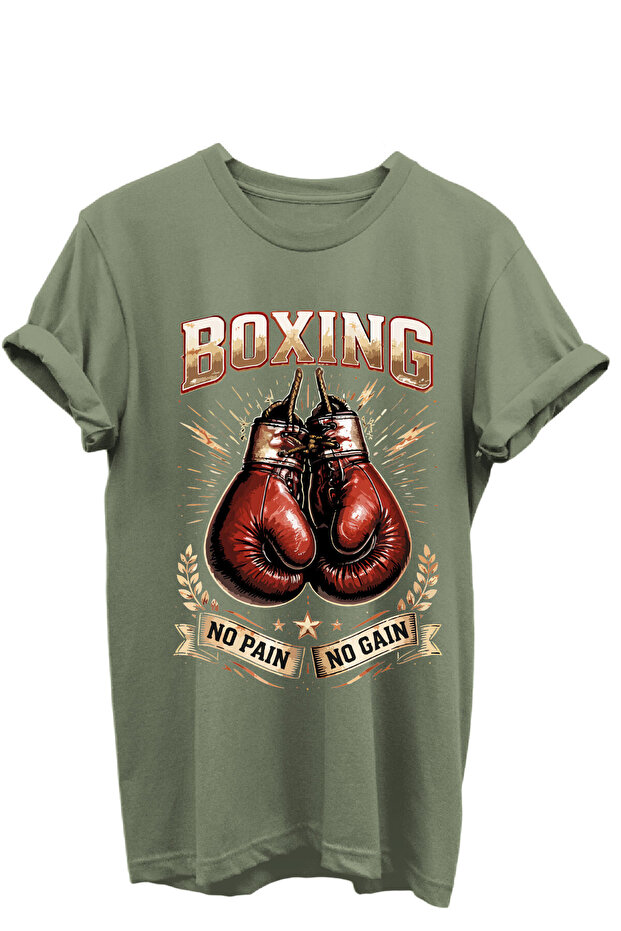 Boxing Printed Athlete No Pain No Gain Boxing Gloves 100% Cotton Unisex Basic T-Shirt