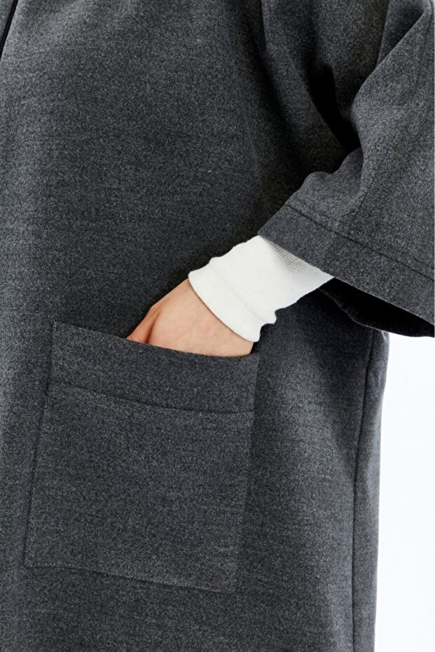 Kışlık Kapüşonlu Kaşe Panço - 2