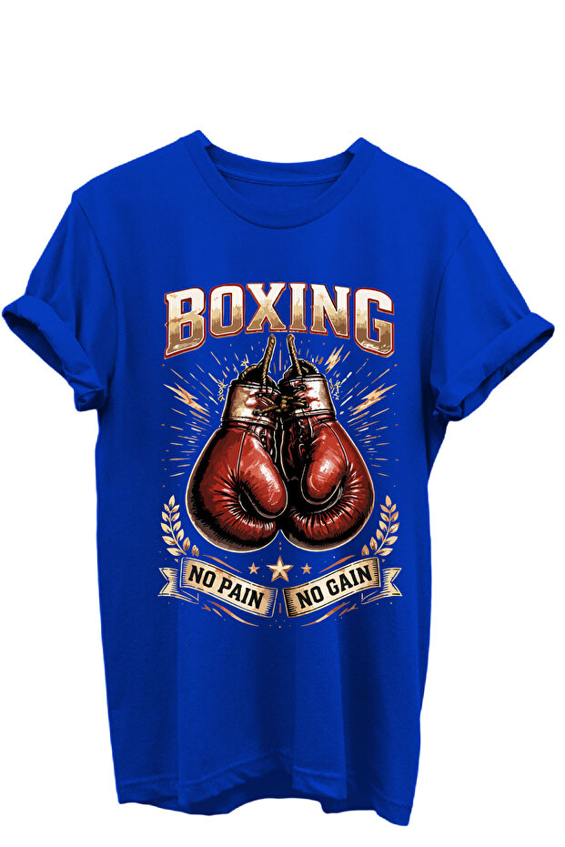 Boxing Printed Athlete No Pain No Gain Boxing Gloves 100% Cotton Unisex Basic T-Shirt