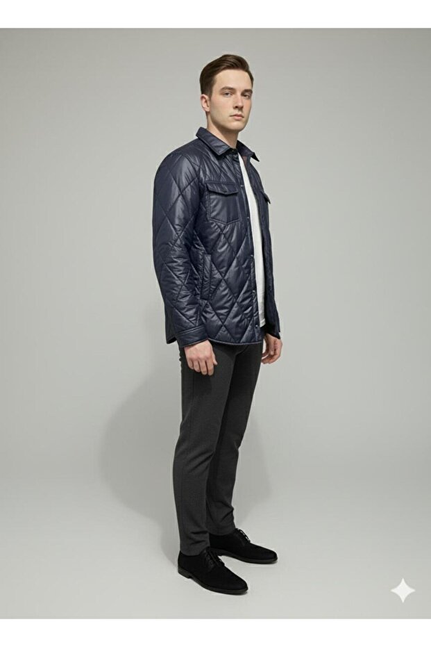 Erkek Baklava Dilimli Kapitone Outshell Mont - 3