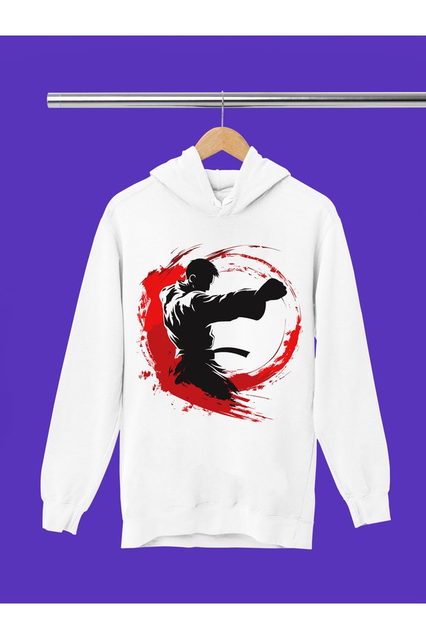 Karate Sports Printed 3 Yarn Quality Soft Texture Hooded Children's Sweatshirt