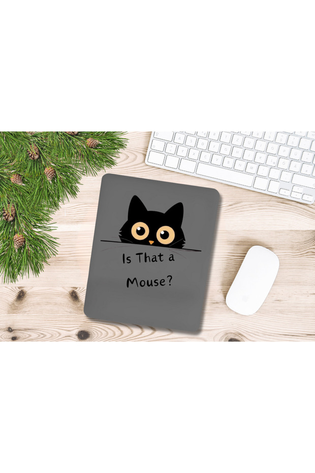 هل هذا فأر؟ - لوحة ماوس مستطيلة الشكل مع دعم للرسغ بنمط القط الأسود - 3