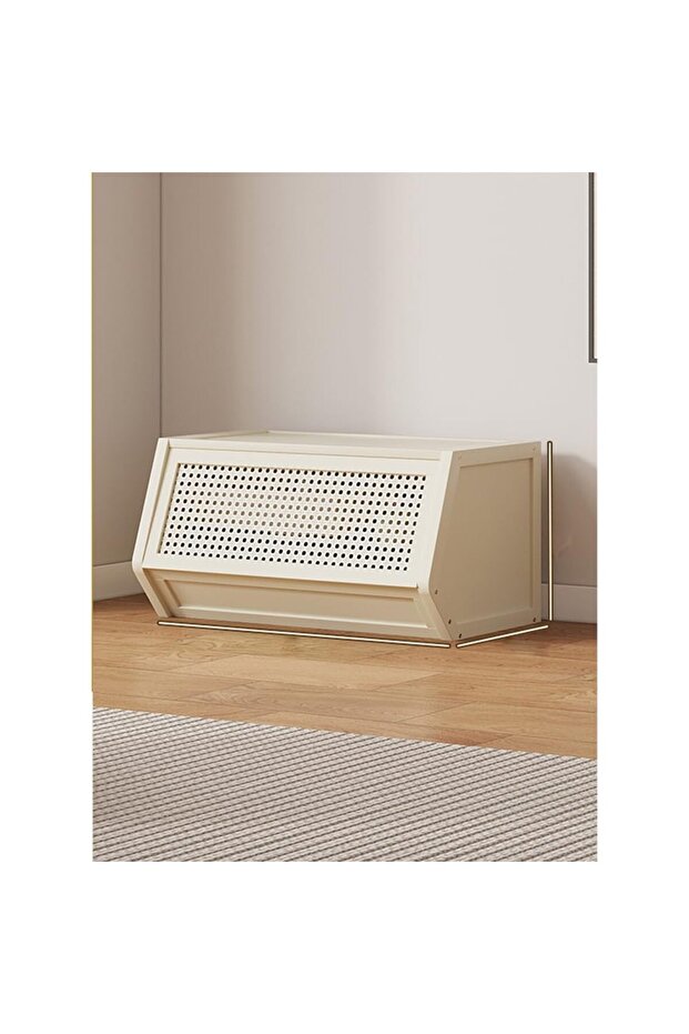 Floor Storage Rack Household Multi-functional Storage Milky White 52*38*31cm