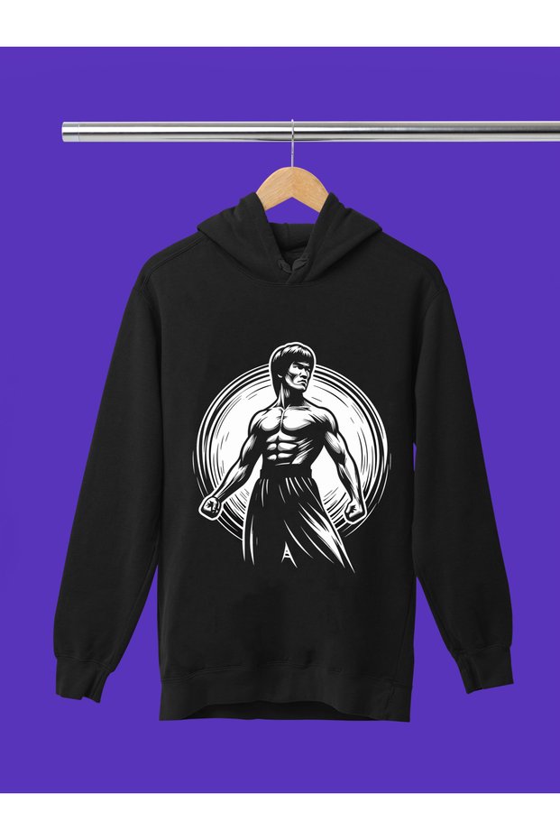 Kung-Fu Sports Printed 3 Yarn Quality Soft Texture Hooded Children's Sweatshirt