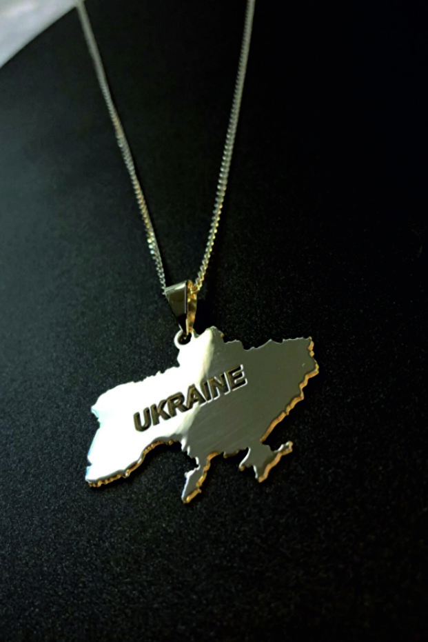 Ukraine (Ukraine) Map Flag Country Pendant