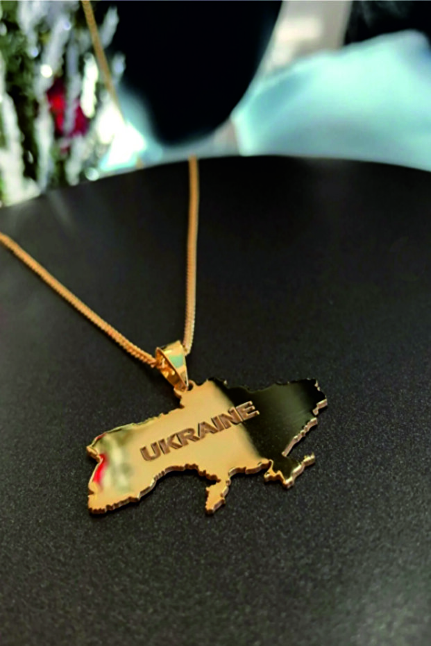 Ukraine (Ukraine) Map Flag Country Pendant