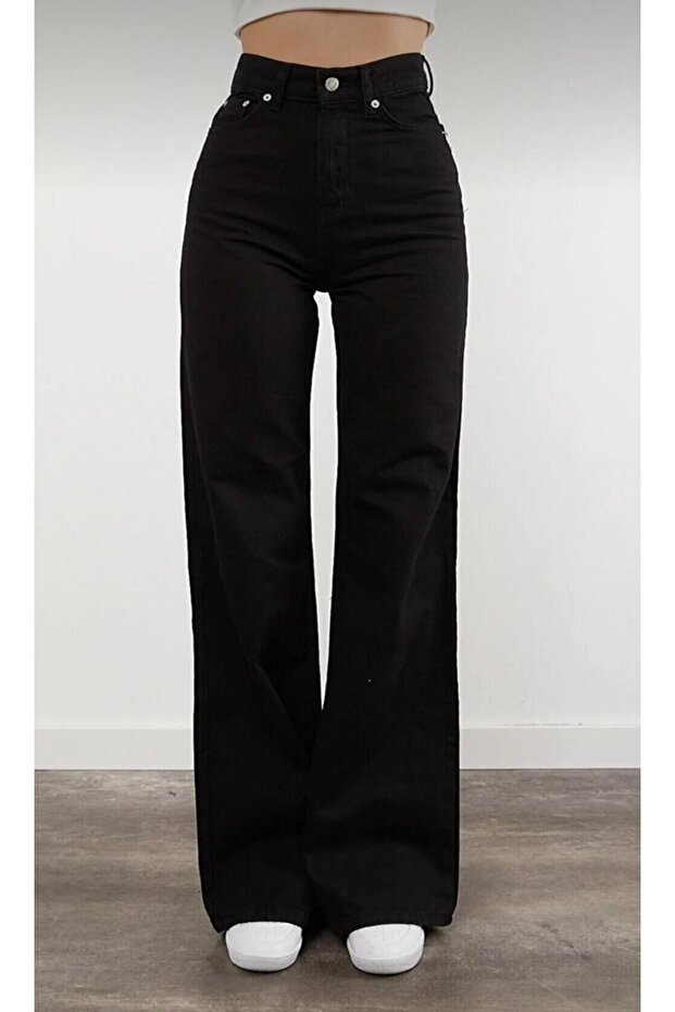 Women's Black High-Waisted Palazzo Jeans (Size Chart Is in the Picture)