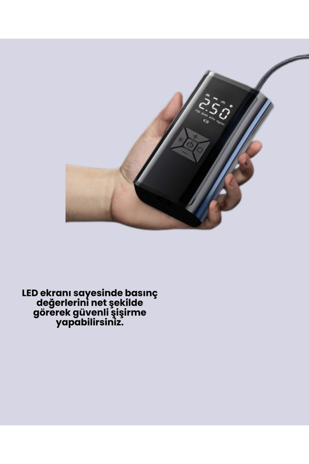 ضاغط هواء متعدد الوظائف مزود بمصباح LED وإضاءة SOS - 4