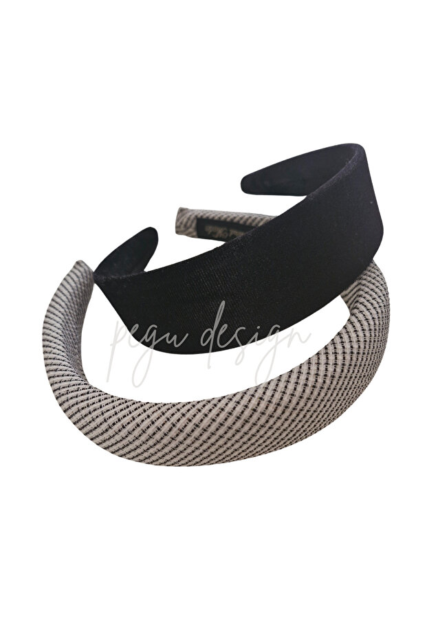Set of 2 Striped Padded Crown and Black Velvet Crown Set