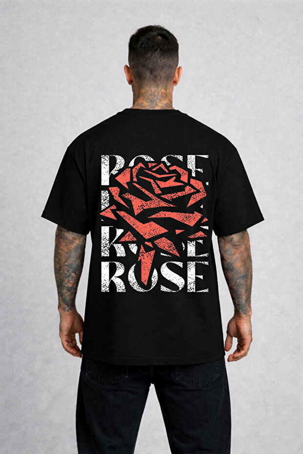 Unisex T-Shirt Oversized Comfortable Fit Rose Printed Premium T-Shirt