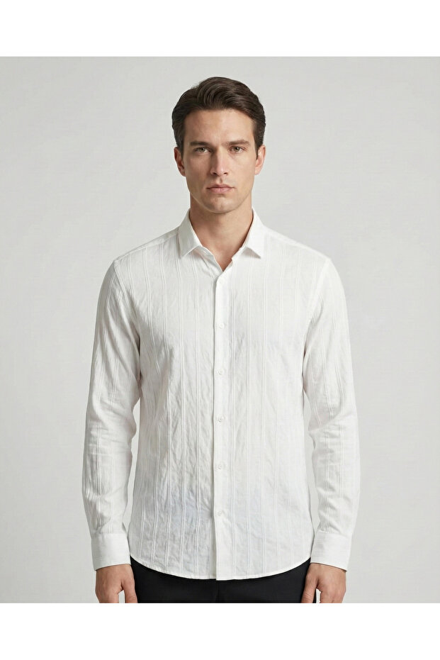 Men's Regular Modal Natural Textured Shirt