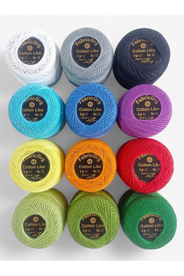 No:12 Cotton Like Etamin - Cross Stitch 12-Piece Thread Set-2 (6 Gr)