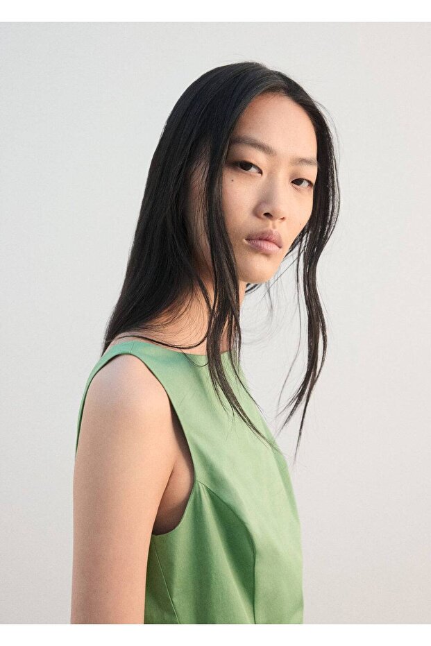 Evaze pamuklu elbise - 7