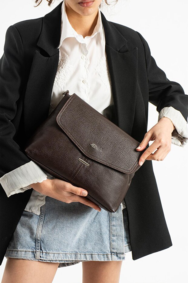 Women's Genuine Leather Crossbody Bag Pl028-D Brown