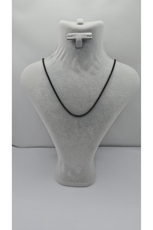Stainless Steel Black Color Knitted Chain Unisex Necklace