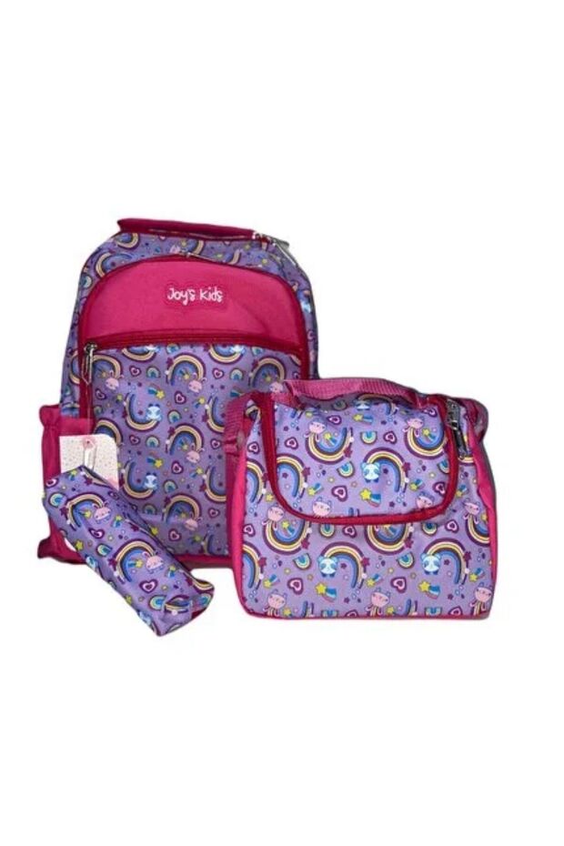Joys kids luxury triple primary school bag set - rainbow