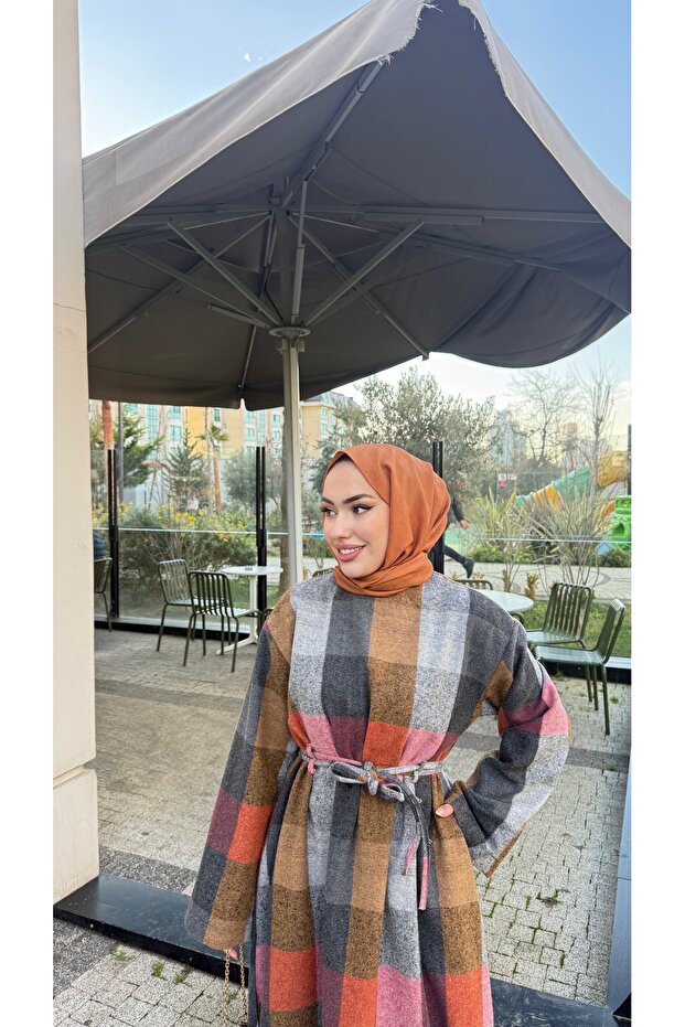 Ekose Desenli elbise - 2